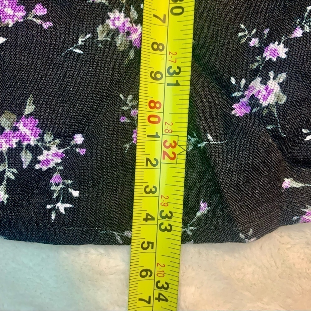 Wild Fable Boho Dress Medium Black Floral Purple Green Flowy Puff Sleeves - Picture 16 of 16